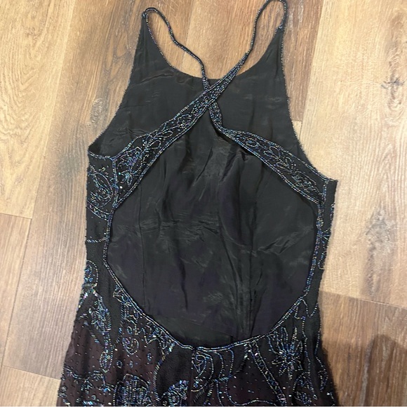 Vintage Y2K 100% Silk Beaded Dress Vintage Beaded Dress Ombré Goth Prom Dress - Picture 12 of 15